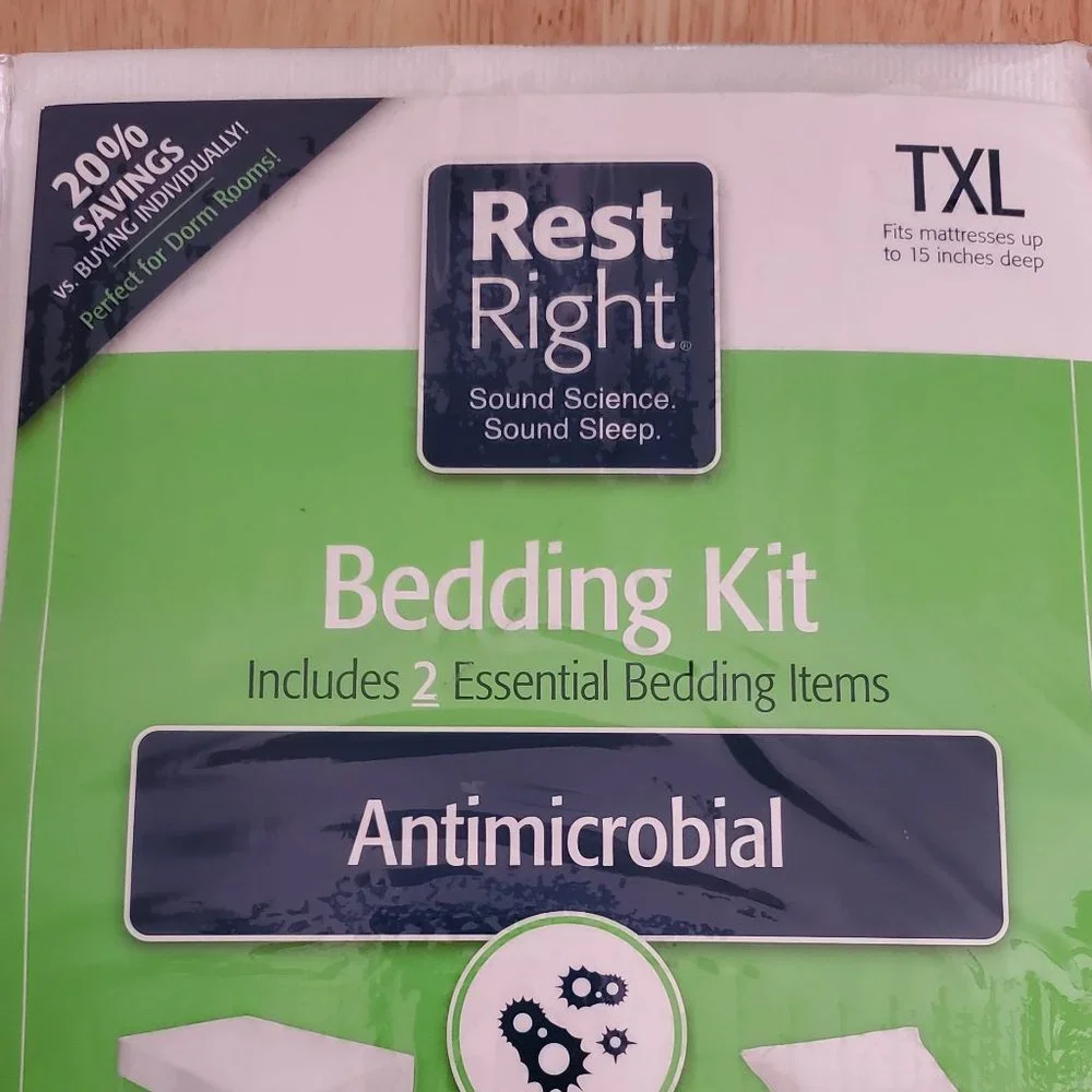 Rest Right Bedding Kit Antimicrobial Pillow & Mattess Cover Protector Twin XL